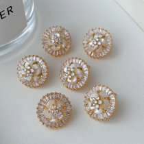 Pave zircon flower earrings
