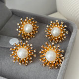 Pearl sunflower earrings