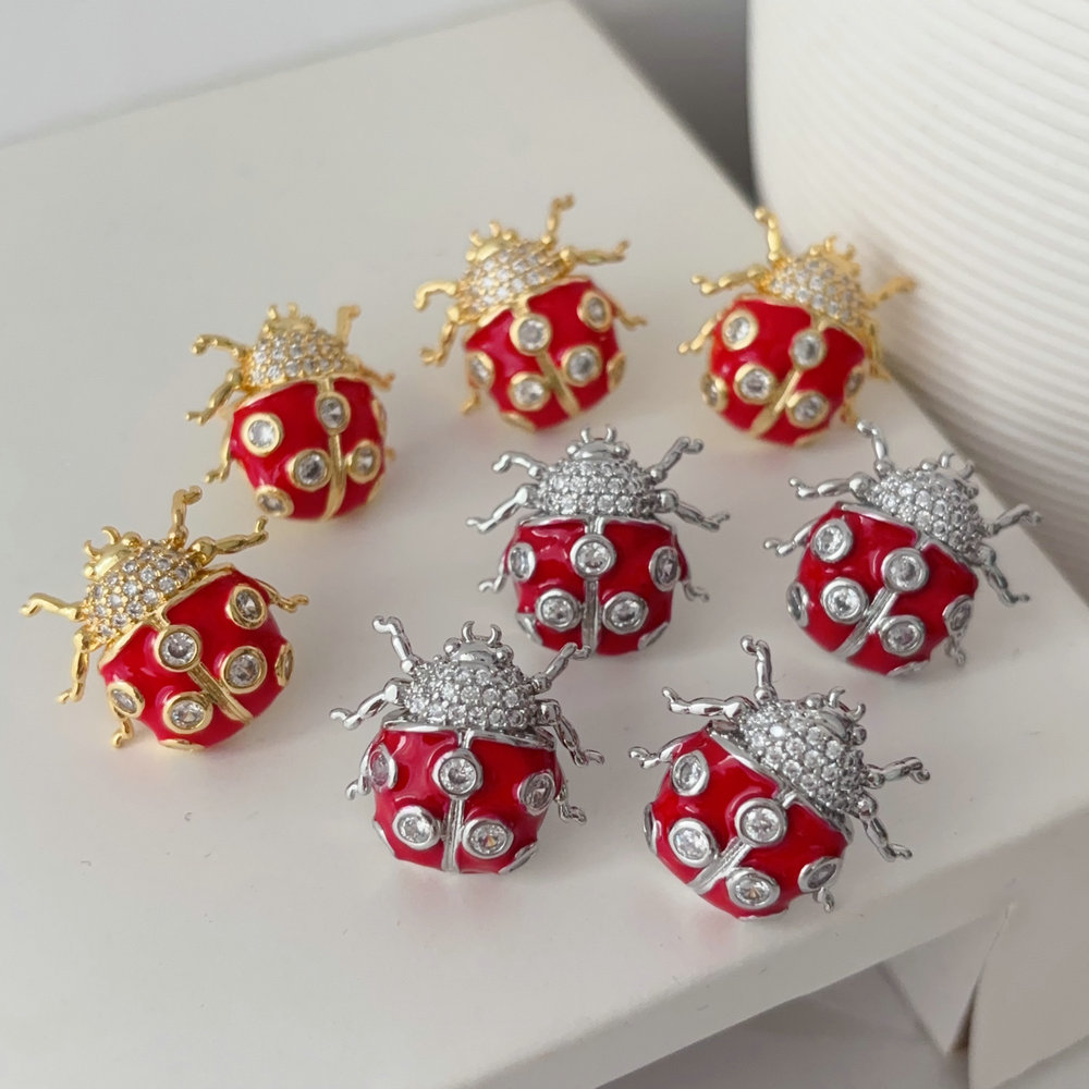 Enamel ladybug earrings