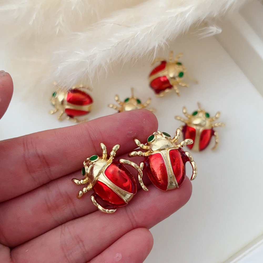 Enamel ladybug earrings
