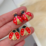 Enamel ladybug earrings