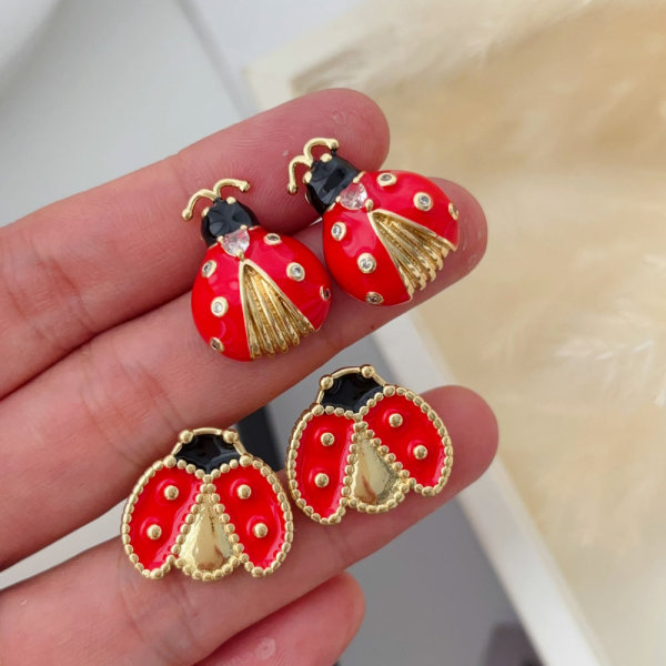 Enamel ladybug earrings