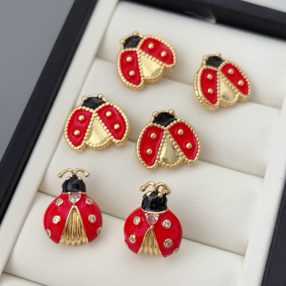 Enamel ladybug earrings