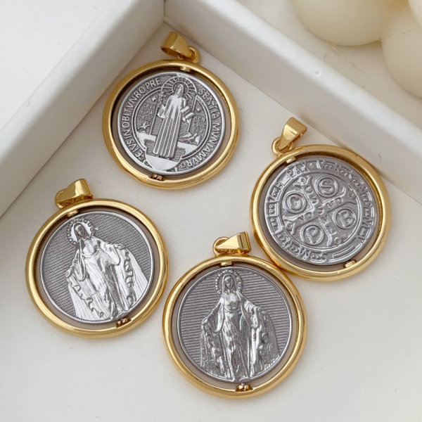 Two tone religious pendant