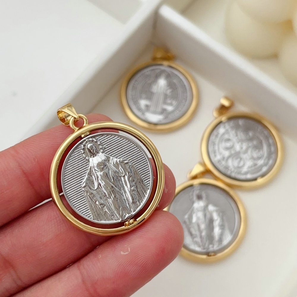 Two tone religious pendant