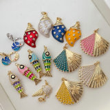 Enamel shell fish charm