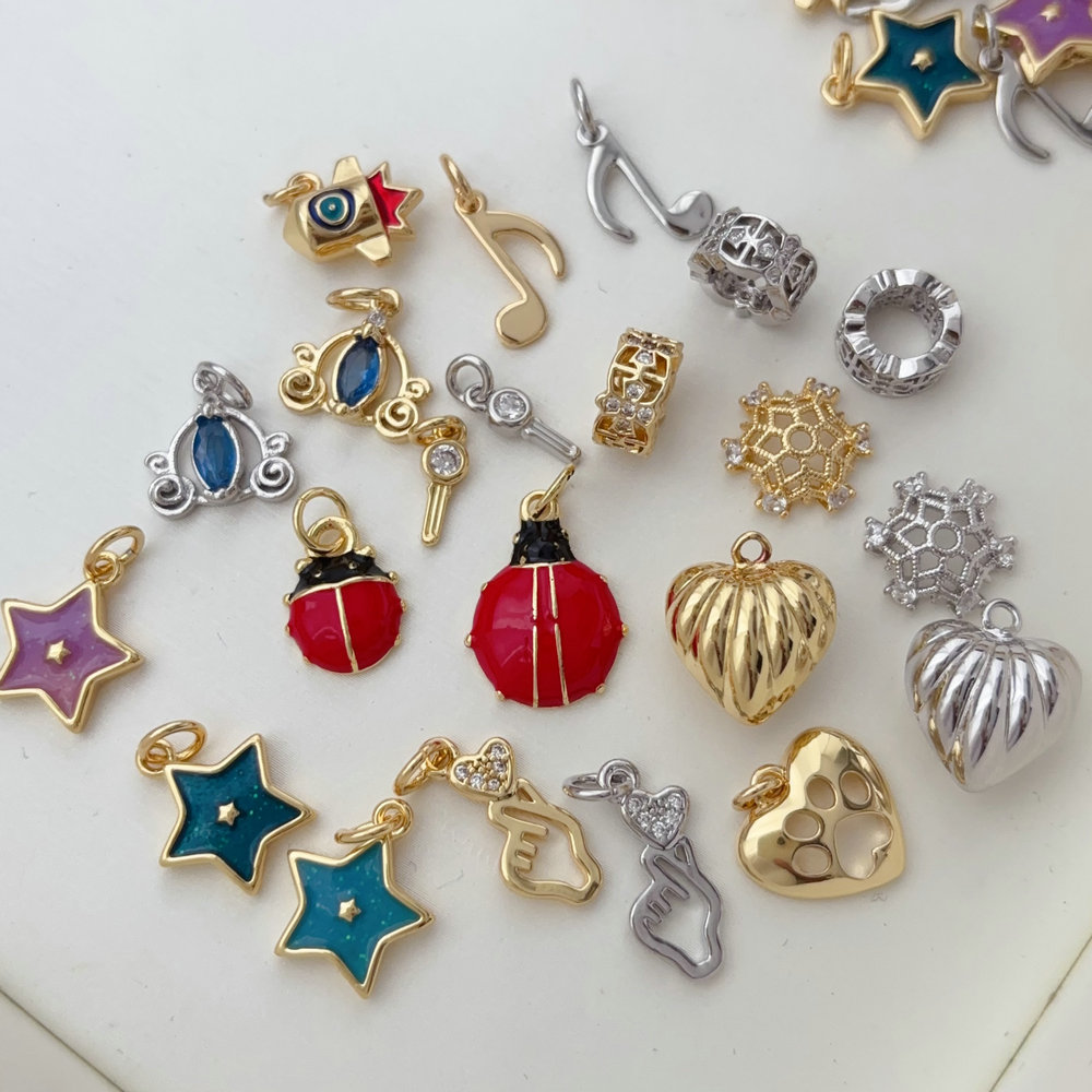 Small ladybug  star heart charm