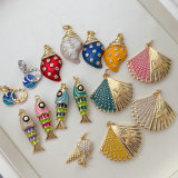 Enamel shell fish charm