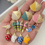 Enamel shell fish charm