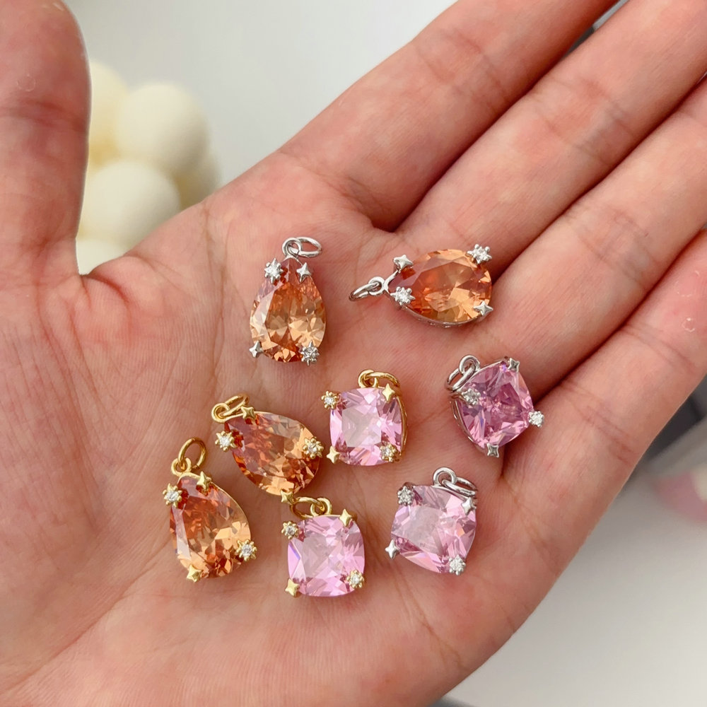 Zircon teardrop charm