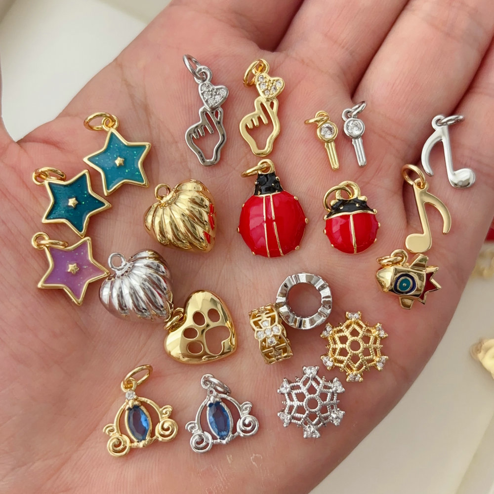 Small ladybug  star heart charm