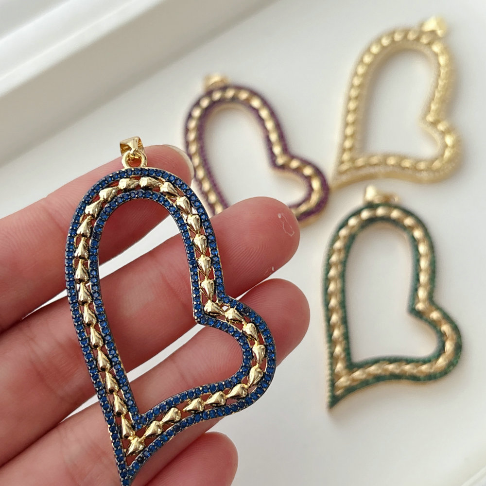 Pave zircon big heart pendant