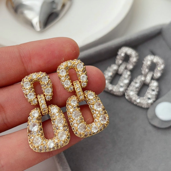 Pave zircon square earrings