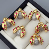 Pave zircon ladybug earrings