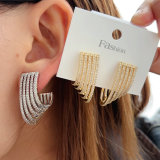 Pave zircon fan earrings