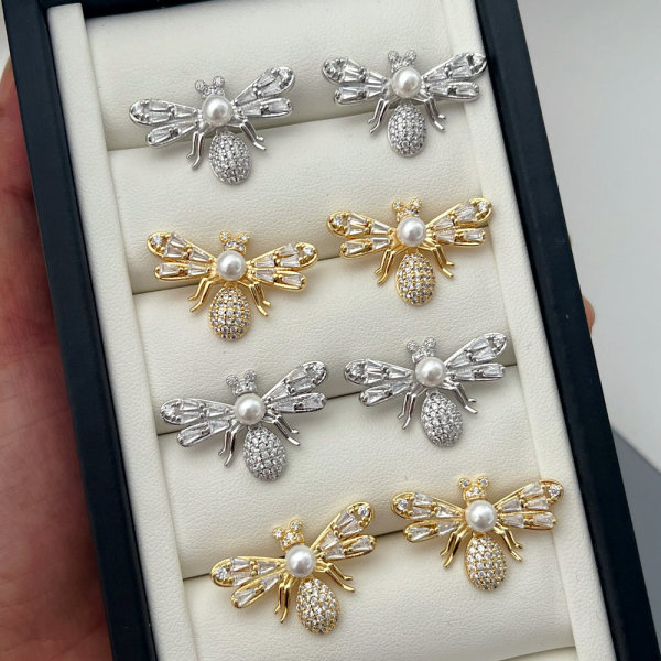 Pave bee earrings