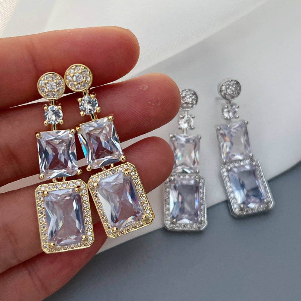 Pave square earrings