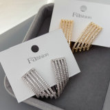 Pave zircon fan earrings