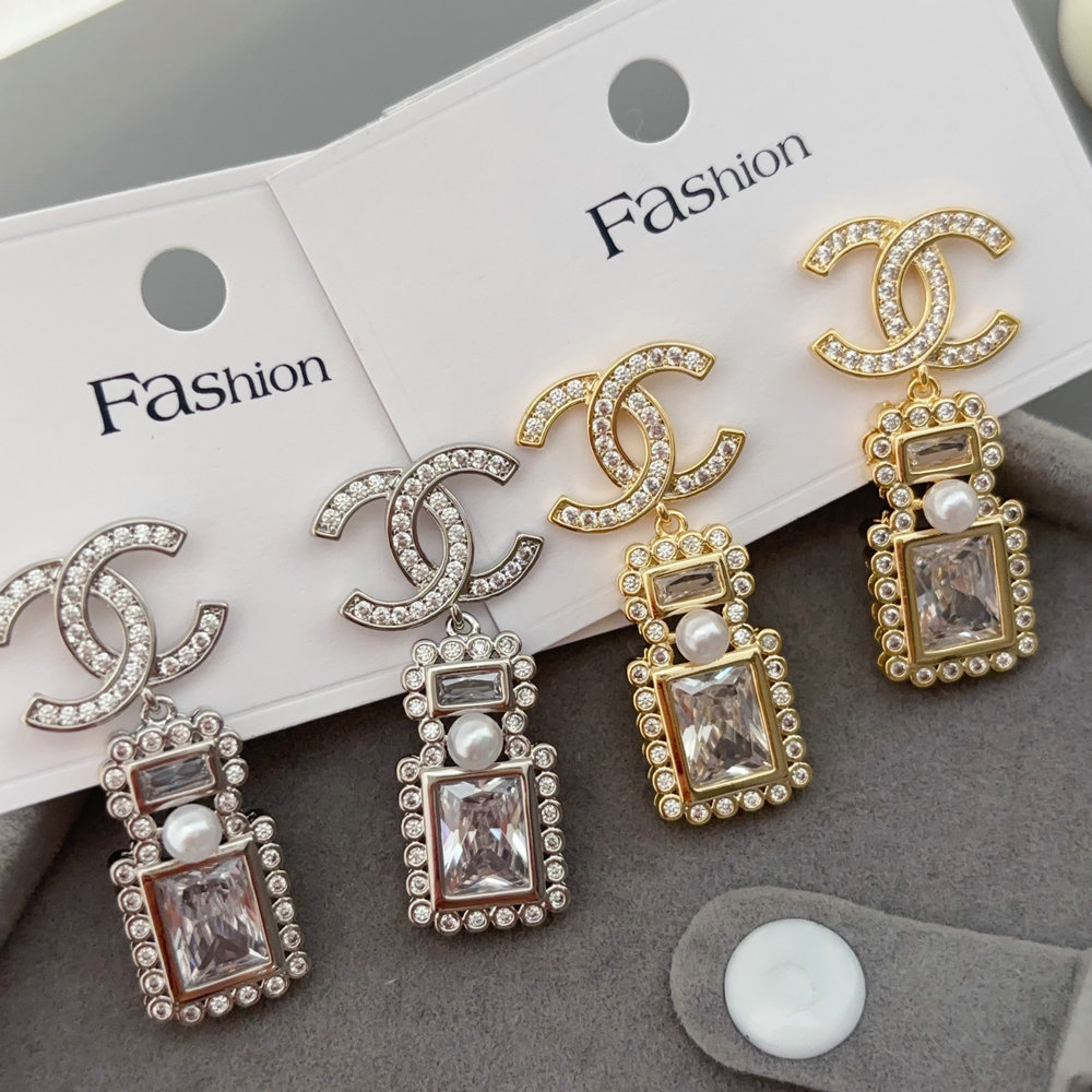 Zircon channel earrings