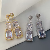 Pave square earrings