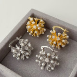 Pave zircon sunflower earrings