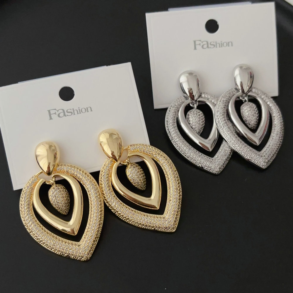 Pave water drop earrings
