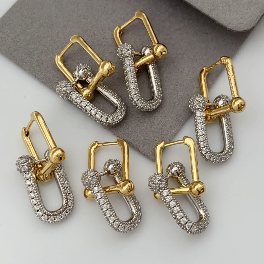 Pave zircon u pendant earrings