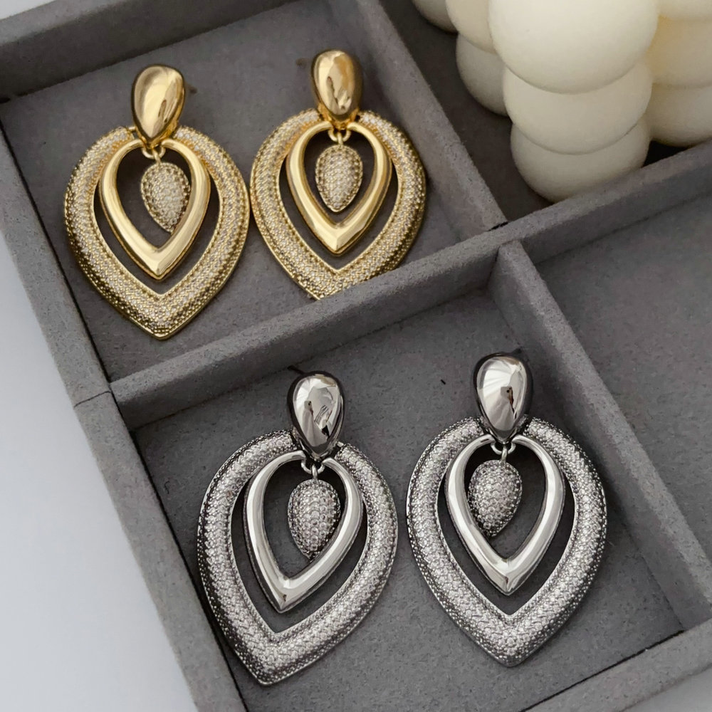 Pave water drop earrings