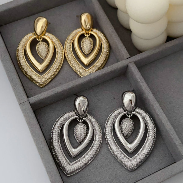 Pave water drop earrings
