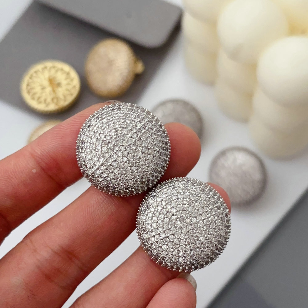 Pave zircon round earrings