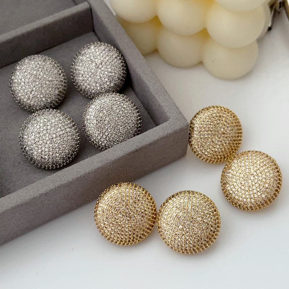 Pave zircon round earrings
