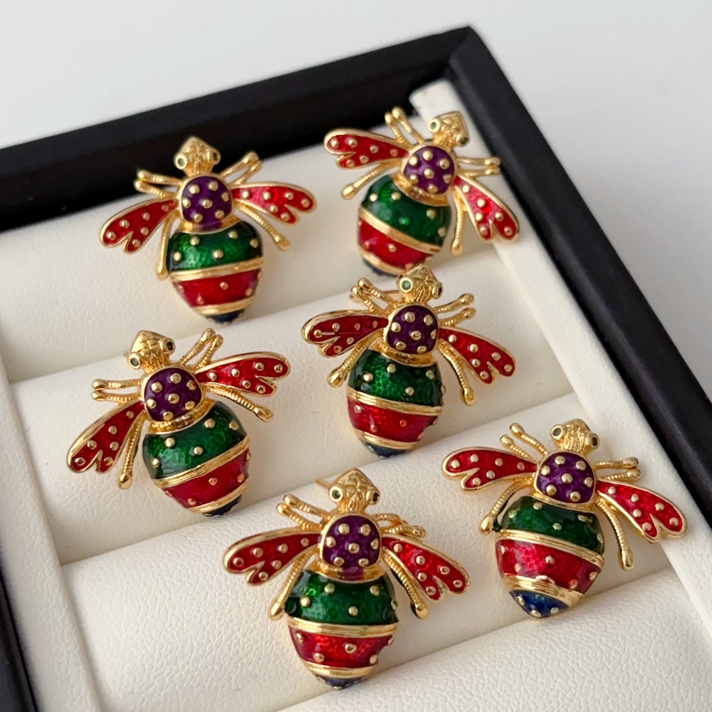 Enamel bee earrings
