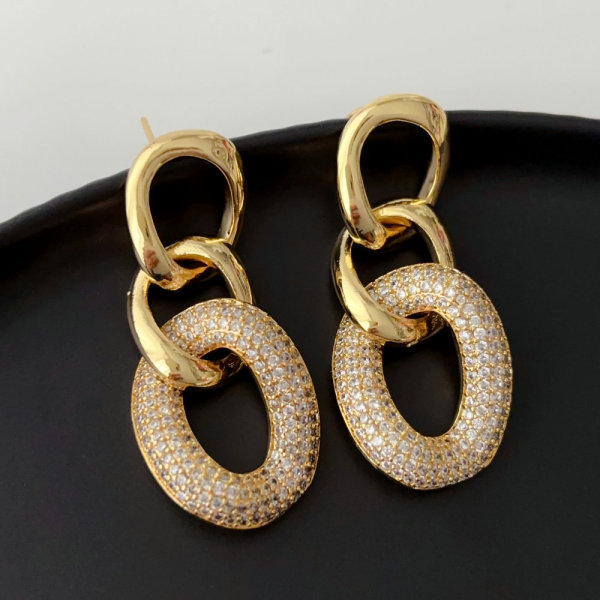 Pave link chain earrings