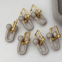 Pave zircon Tiffiny pendant earrings