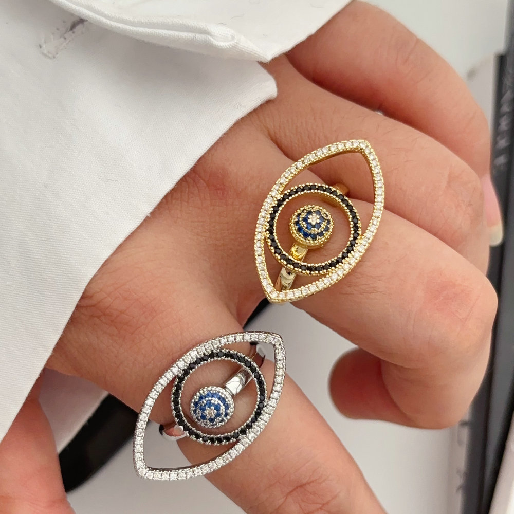 Pave zircon eye ring
