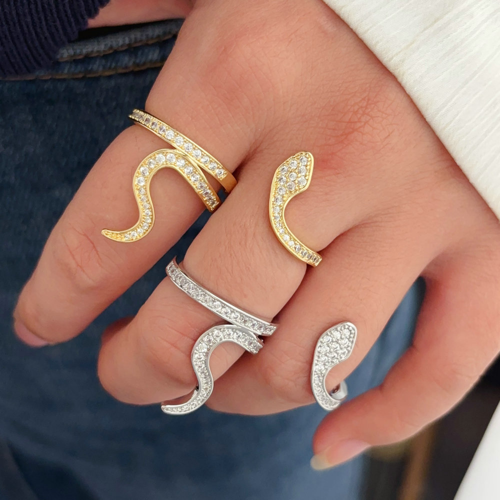 Pave snake ring