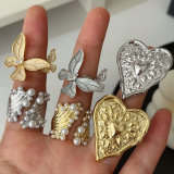 Heart butterfly ring