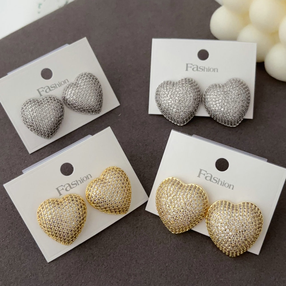 Pave puff heart earrings
