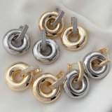 Metal round charm earrings