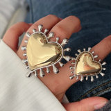 Metal two tone heart ring