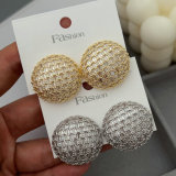 Pave zircon ball earrings