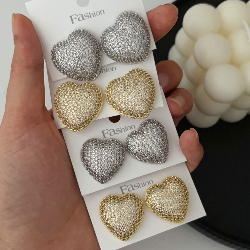 Pave puff heart earrings