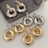 Metal round charm earrings