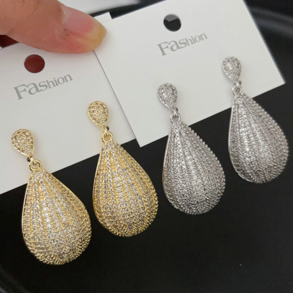 Pave zircon teardrop earrings