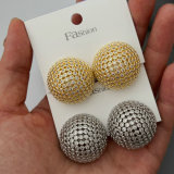 Pave zircon chunky ball earrings
