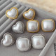 Square heart pearl earrings