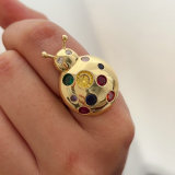 Pave colorful ladybug ring