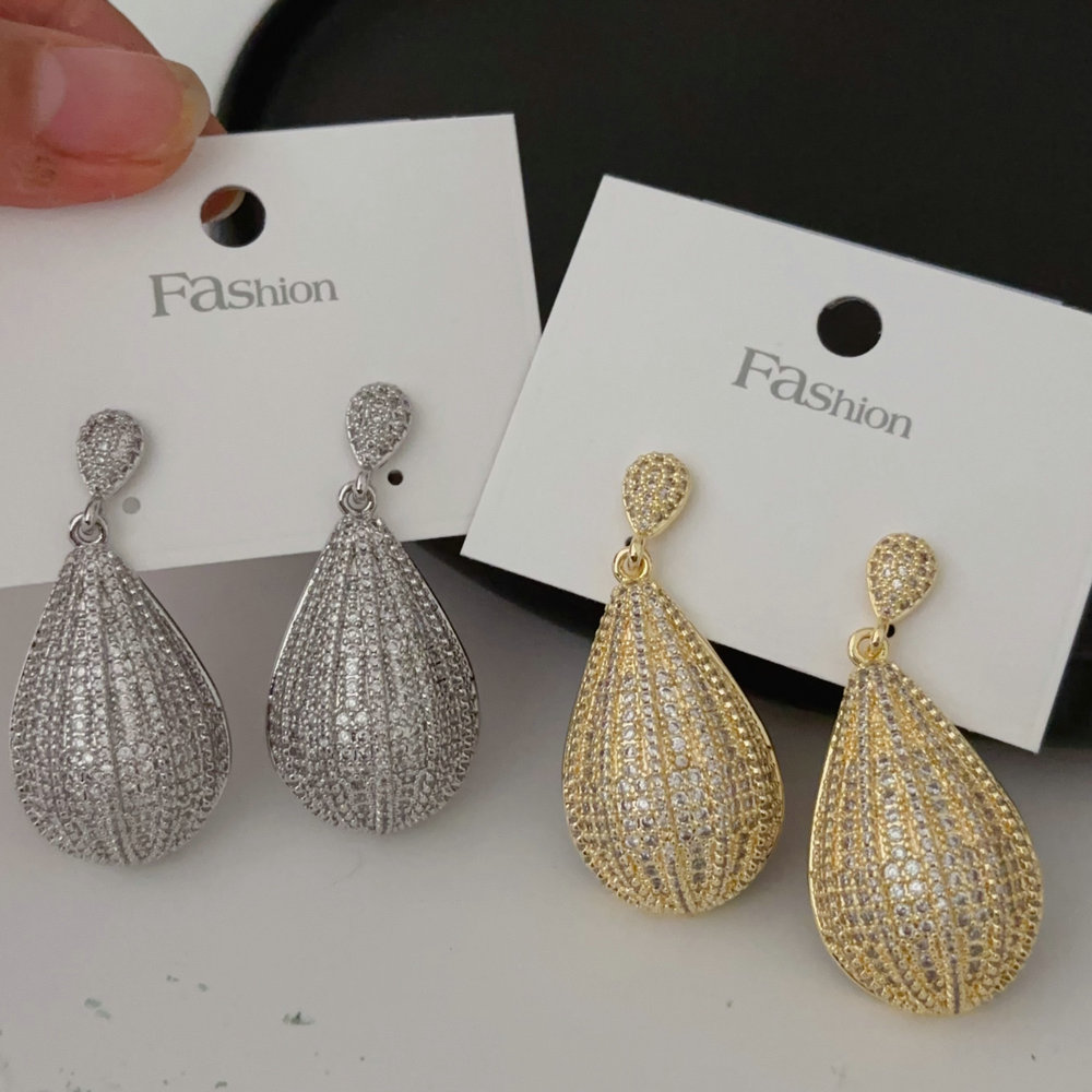 Pave zircon teardrop earrings