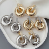 Metal round charm earrings
