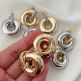 Metal round charm earrings